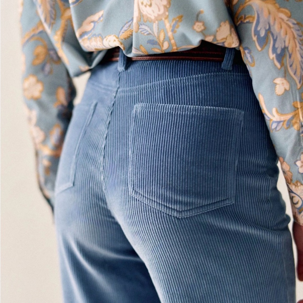 Sezane Light Blue Wide-Leg Velvet Pants - Picture 5 of 6